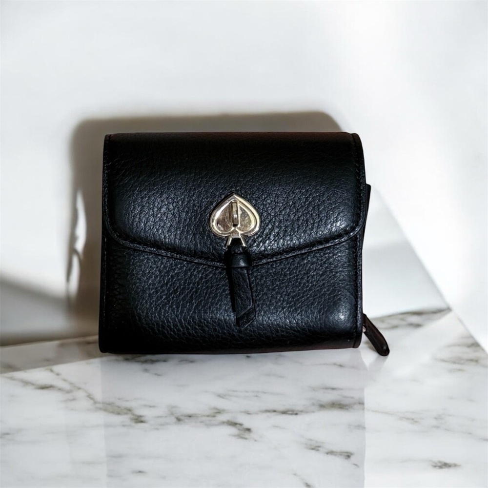 KATE SPADE Marti Pebble Leather Flap Small Wallet Black